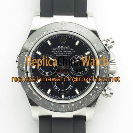 Replica Rolex Daytona Cosmograph 116519LN JH Stainless Steel Black Dial Swiss 4130 Run 6@SEC