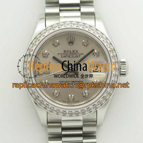 Replica Rolex Lady Datejust 28 279136RBR 28MM BP Stainless Steel & Diamonds Silver Dial Swiss 2671
