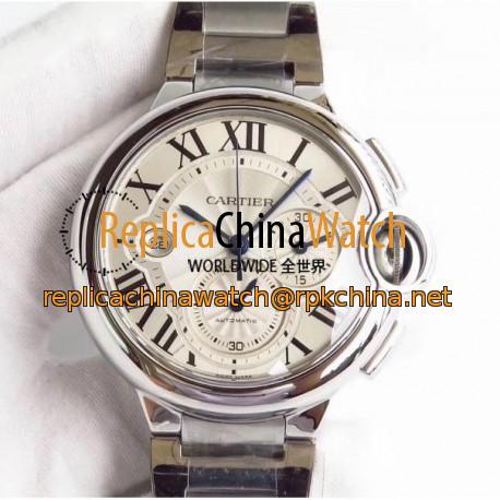 Replica Cartier Ballon Bleu Chronograph W6920076 ZF Stainless Steel Silver Dial Swiss 8101 MC
