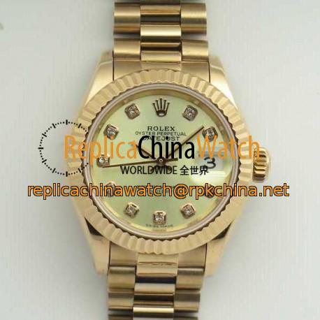 Replica Rolex Lady Datejust 28 279165 28MM BP Rose Gold Yellow Mother Of Pearl Dial Swiss 2671