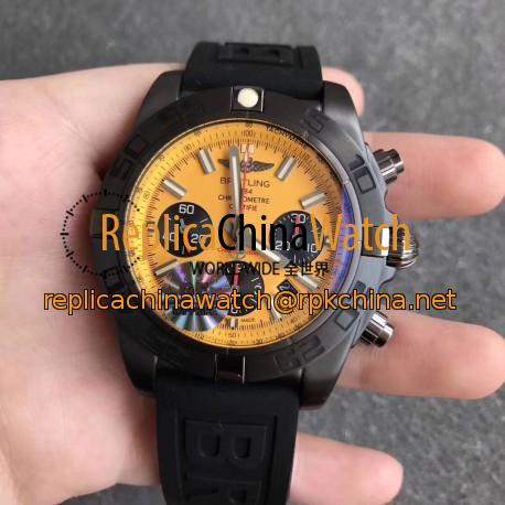 Replica Breitling Chronomat 44 Blacksteel MB0111C3/I531/262S/M20DSA.2 GF PVD Yellow Dial Swiss 7750