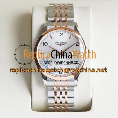 Replica Longines Record L2.821.4.76.6 AF Stainless Steel & Rose Gold Silver Dial Swiss L888.4