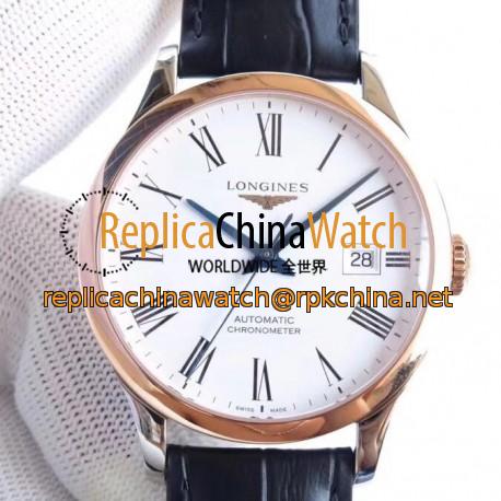 Replica Longines Record L2.821.4.11.2 AF Stainless Steel & Rose Gold White Dial Swiss L888.4