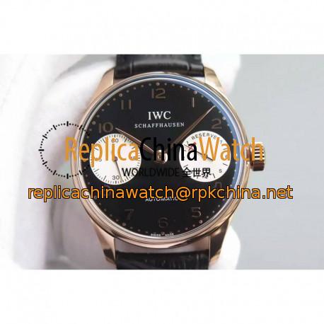 Replica IWC Portuguese IW5001 YL V3 Rose Gold Black & White Dial Swiss 52010