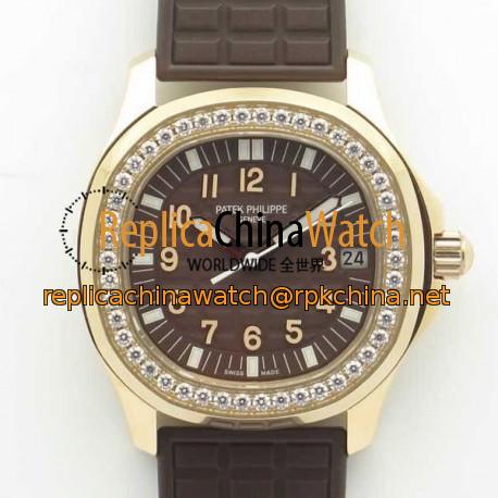 Replica Patek Philippe Aquanaut Luce Ladies 5068R-001 TW Rose Gold & Diamonds Chocolate Dial Swiss 324SC