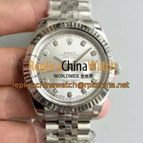 Replica Rolex Datejust II 116334 41MM N Stainless Steel Rhodium & Diamonds Dial Swiss 2836-2