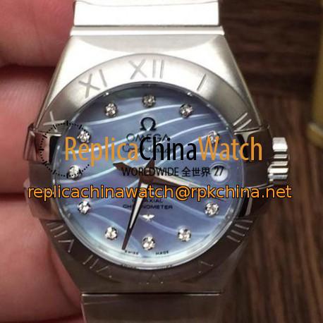 Replica Omega Constellation Double Eagle Lady 27MM Stainless Steel Blue Dial Swiss 8520