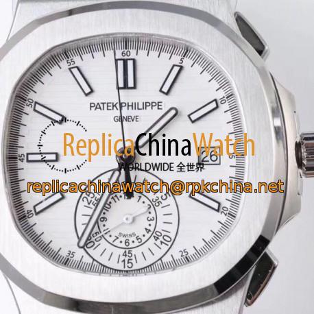 Replica Patek Philippe Nautilus Chronograph 5980 PP Stainless Steel White Dial Swiss 7750