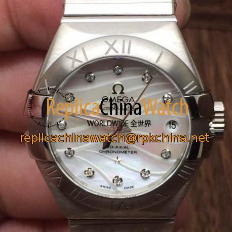 Replica Omega Constellation Double Eagle Lady 27MM Stainless Steel Pearl Dial Swiss 8520