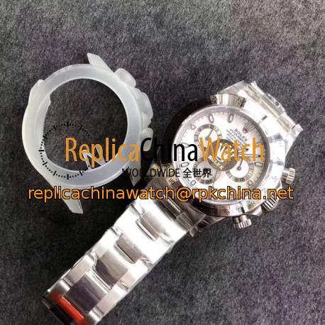 Replica Rolex Daytona Cosmograph 116520 N Stainless Steel 904L White Dial Swiss 4130 Run 6@SEC