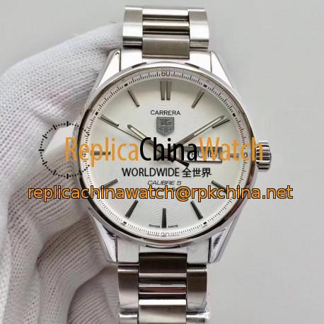 Replica Tag Heuer Carrera Calibre 5 Day-Date 41MM WAR201B.BA0723 N Stainless Steel White Dial Swiss 2836-2