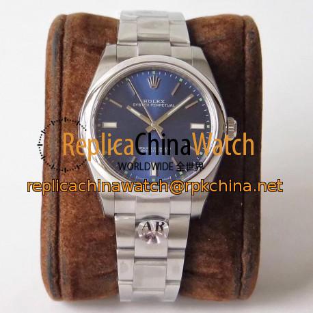Replica Rolex Oyster Perpetual 39 114300 AR Stainless Steel 904L Blue Dial Swiss 3132