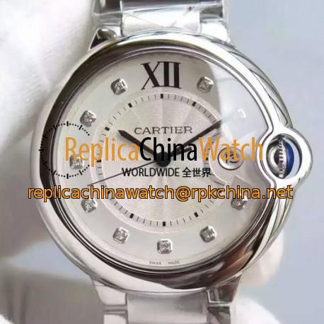 Replica Cartier Ballon Bleu Stainless Steel White Dial Stainless Steel Bracelet M9015