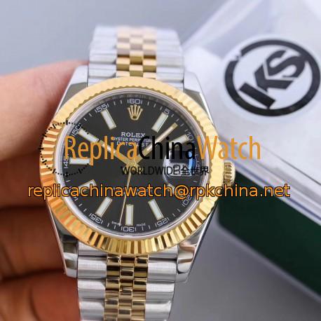 Replica Rolex Datejust II 116333 41MM KS Stainless Steel & Yellow Gold Black Dial Swiss 2836-2
