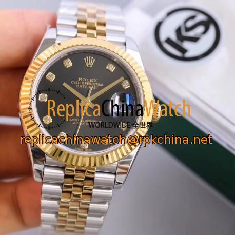 Replica Rolex Datejust II 116333 41MM KS Stainless Steel & Yellow Gold Black Dial Swiss 2836-2