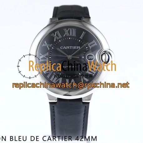 Replica Ballon Bleu De Cartier 42MM WSBB0003 AF Stainless Steel Black Dial Swiss 2892