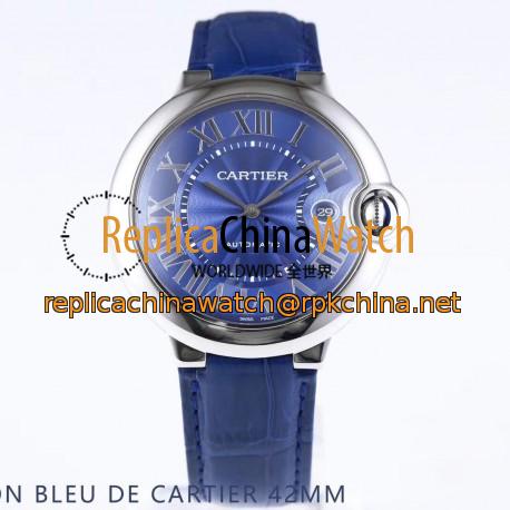 Replica Ballon Bleu De Cartier 42MM WSBB0025 AF Stainless Steel Blue Dial Swiss 2892