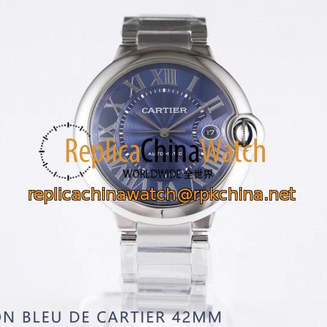 Replica Ballon Bleu De Cartier 42MM WSBB0025 AF Stainless Steel Blue Dial Swiss 2892