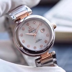Replica Omega De Ville Ladymatic V6 Stainless Steel & Rose Gold Mother Of Pearl Dial Swiss 8521