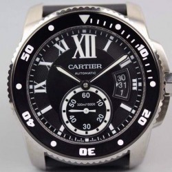 Replica Calibre De Cartier Diver 42MM V6F Stainless Steel Black Dial M9015