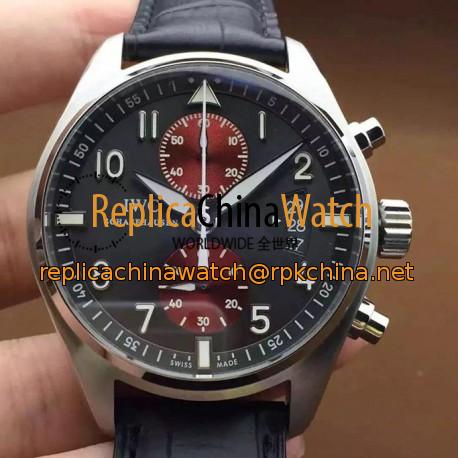 Replica IWC Pilot IW387808 Chronograph Stainless Steel Black & Red Dial Swiss 7750
