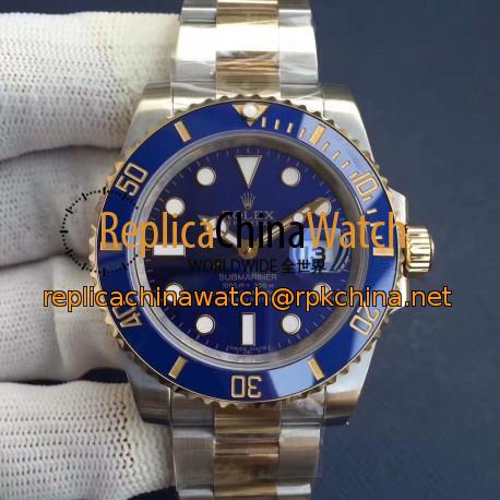 Replica Rolex Submariner Date 116613LB N V8S 24K Yellow Gold Wrapped & Stainless Steel Blue Dial Swiss 3135