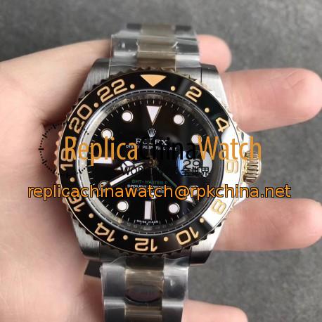Replica Rolex GMT-Master II 116713LN N V9S 24K Yellow Gold Wrapped & 904L Stainless Steel Black Dial Swiss 3186
