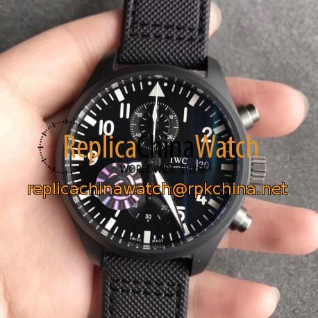 Replica IWC Pilot Top Gun Chronograph IW389001 ZF Ceramic Black Dial Swiss 7750