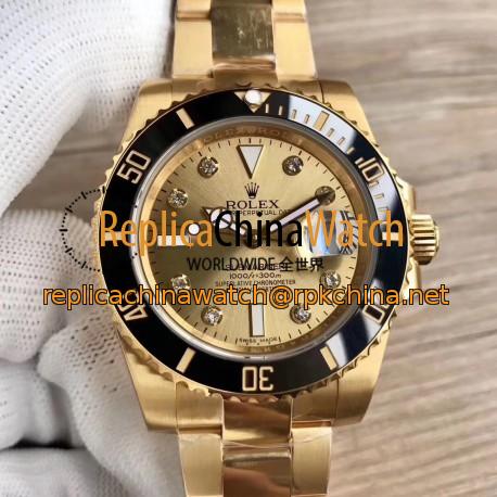 Replica Rolex Submariner Date 116618LN BP Yellow Gold Champagne Dial Swiss 2836-2
