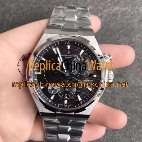 Replica Vacheron Constantin Overseas Dual Time 47450/B01A TWA Stainless Steel Black Dial Swiss 1222 SC