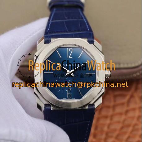 Replica Bvlgari Octo Finissimo 103035 JL Stainless Steel Blue Dial Swiss 2824-2