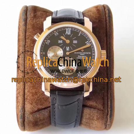 Replica Vacheron Constantin Malte Regulateur Dual Time 42005/000J K11 Rose Gold Black Dial Swiss 1206