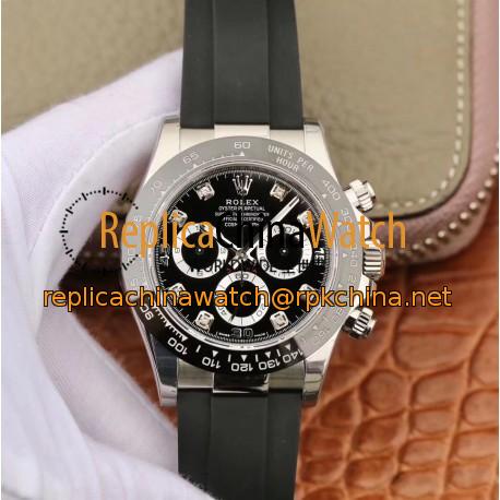 Replica Rolex Daytona Cosmograph 116519LN Noob V2 Stainless Steel 904L Black Dial Swiss 4130 Run 6@SEC