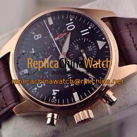 Replica IWC Pilot IW3777 Chronograph Rose Gold Black Dial Swiss 7750