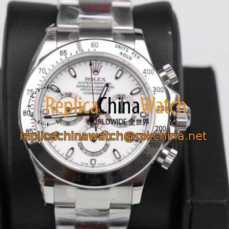 Replica Rolex Daytona Cosmograph 116520 GM Stainless Steel 904L White Dial Swiss 4130 Run 6@SEC