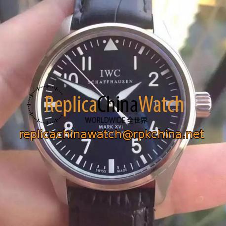 Replica IWC Pilot Mark XVI IW3255 Stainless Steel Black Dial Swiss 2892