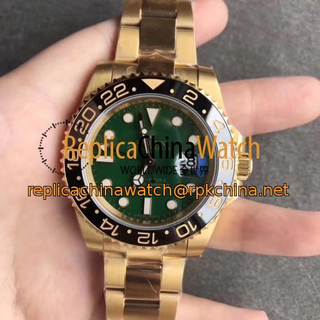 Replica Rolex GMT-Master II 116718LN EW Yellow Gold Green Dial Swiss 2836-2
