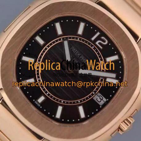 Replica Patek Philippe Nautilus 7011 Ladies Rose Gold Black Dial Swiss Eta Quartz