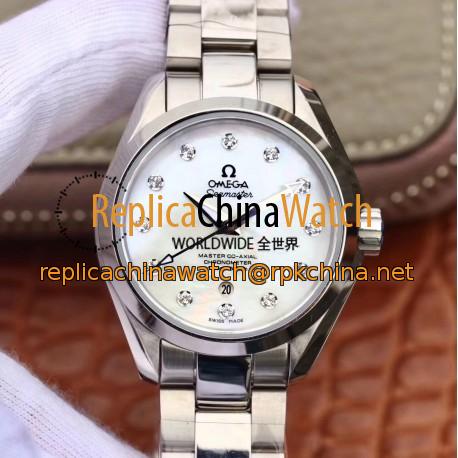 Replica Omega Seamaster Aqua Terra 150M Ladies 34MM 220.10.34.20.55.001 3S Stainless Steel Mother Of Pearl Dial Swiss 8520