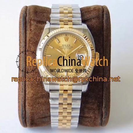 Replica Rolex Datejust 36MM 116233 AR V2 Stainless Steel & Yellow Gold Champagne Dial Swiss 3135