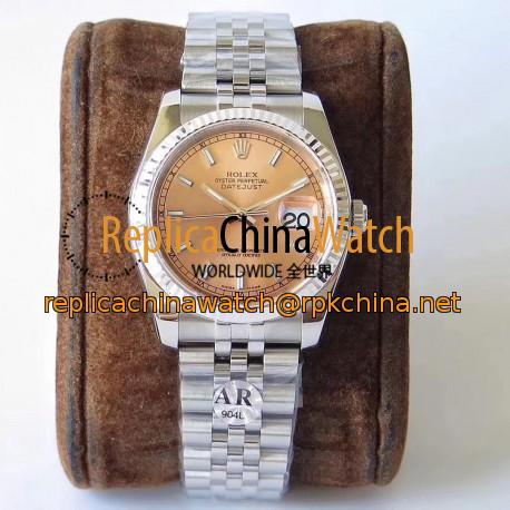 Replica Rolex Datejust 36MM 116234 AR V2 Stainless Steel 904L Rose Gold Dial Swiss 3135