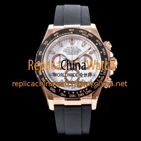 Replica Rolex Daytona Cosmograph 116515LN AR V2 Rose Gold Plated Stainless Steel 904L White Dial Swiss 4130 Run 6@SEC
