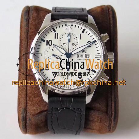 Replica IWC Pilot Chronograph Edition 150 Years 377725 ZF Stainless Steel White Dial Swiss 7750