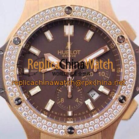 Replica Hublot Big Bang Rose Gold Diamonds Bezel Swiss HUB4100
