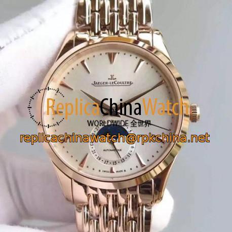 Replica Jaeger-LeCoultre Master Ultra Thin Moon Rose Gold Silver Dial Swiss JLC 925