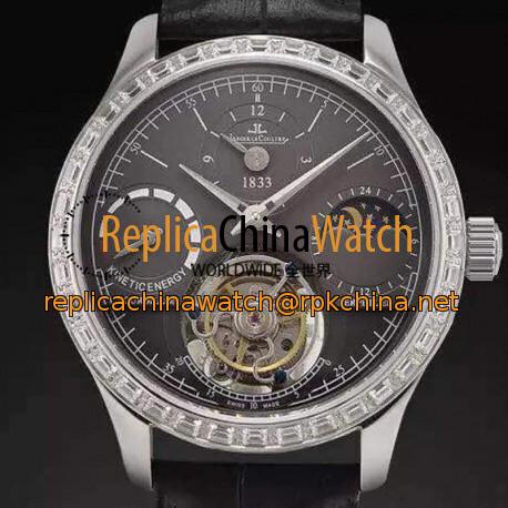 Replica Jaeger-LeCoultre Master Grande Tradition Tourbillon Stainless Steel & Diamonds Black Dial Swiss Tourbillon
