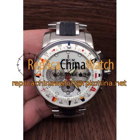 Replica Corum Admiral Cup Chronograph Stainless Steel White Dial Swiss 7750