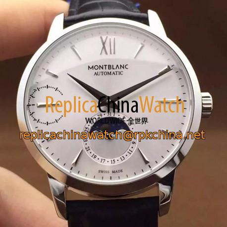 Replica Montblanc Meisterstuck Heritage Moonphase Stainless Steel Stainless Steel Markers White Dial Swiss 2914