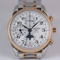 Replica Longines Conquest Classic Chronograph Moonphase Stainless Steel & Rose Gold White Dial Swiss 7751