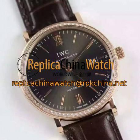 Replica IWC Portofino Automatic IW356516 Rose Gold & Diamonds Gray Dial Swiss 2892